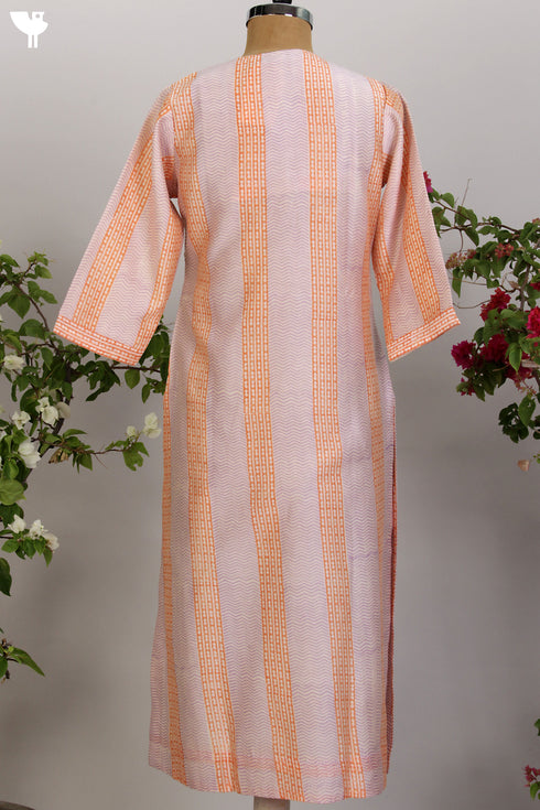 Chanderi Silk Kurta in Two Colour Hand Block